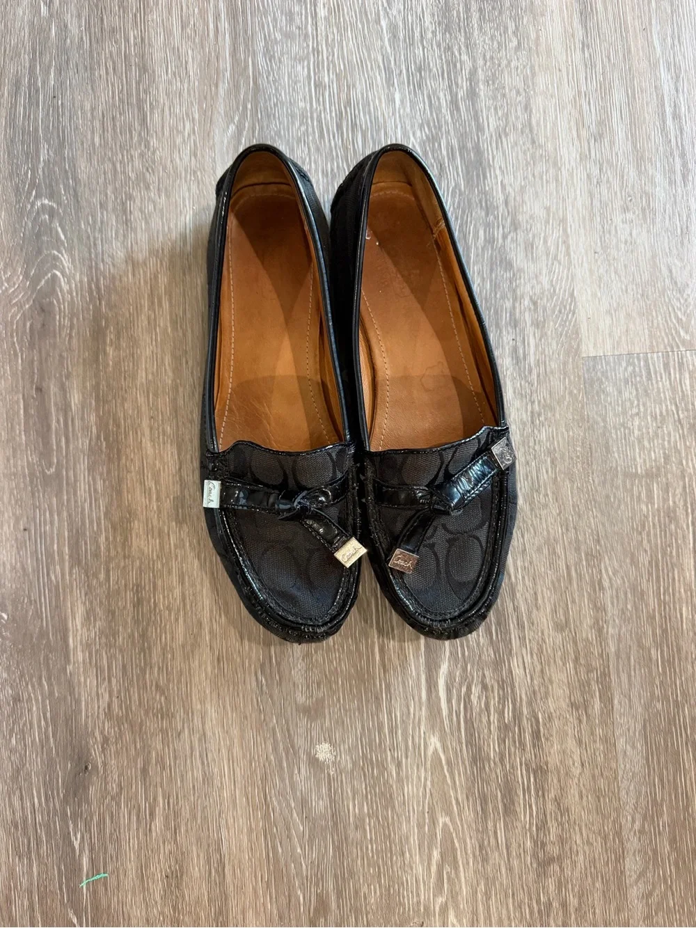 Rare early 2000s Vintage Coach Frida black signature logo print canvas loafers